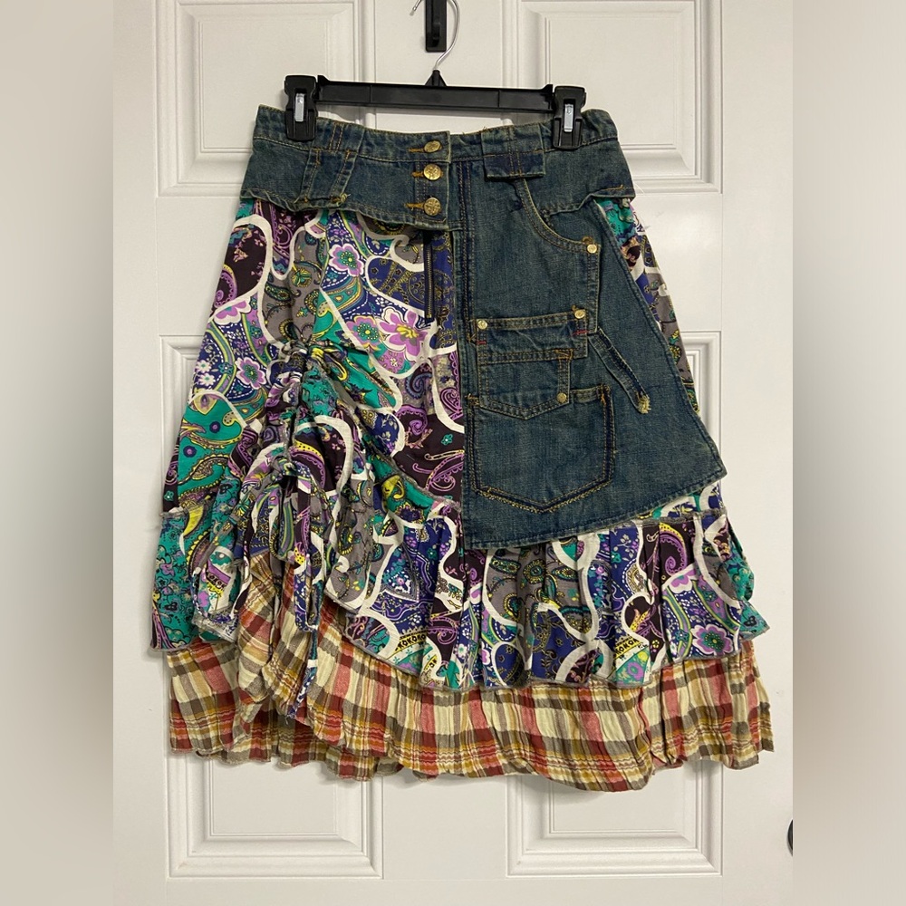 American Vintage Multicolor Patchwork Midi Skirt